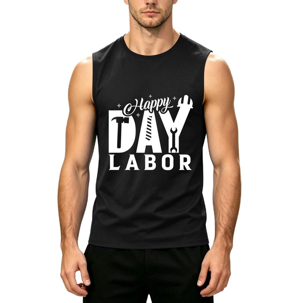 Men's Sleeveless Casual Tank Top Labor Day Graphic Print Lightweight Soft Fabric Summer Shirt