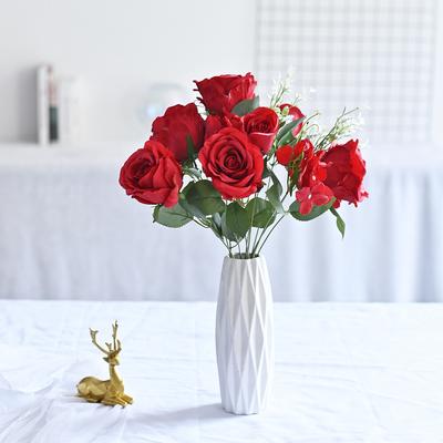 11 Concubine Roses Simulated Bouquet Home Decoration Fake Flower Living Room Dining Table Decoration Flower Arrangement
