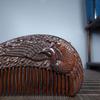 Chinese Antique Vintage Wood Carving Rosewood Comb Peacock Statue Wooden Art