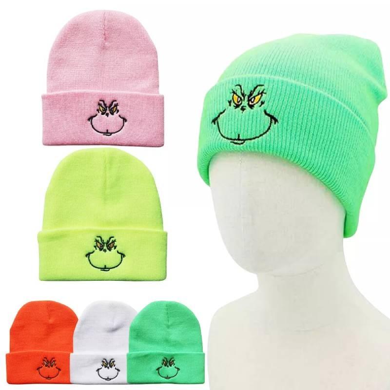Stylish Cartoon Expression Embroidered Pullover Hat For Cold Weather Protection