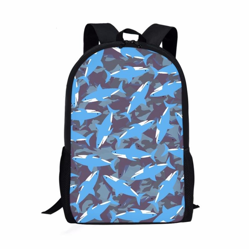 Ocean Sharks Pattern Print Students School Bag Boys Girls Kids Book Bag Daily Casual Storage Backpack Teenager Travel Rucksack