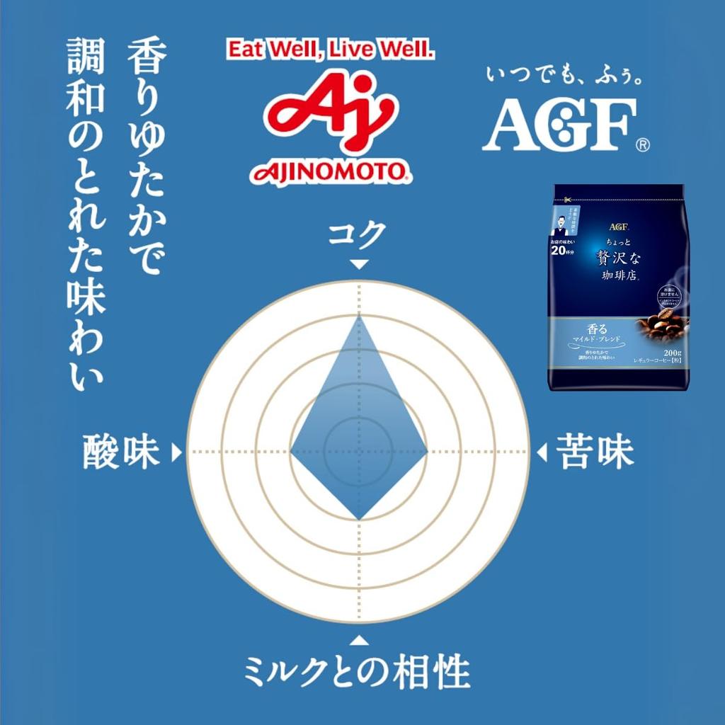 AGF A Little Luxurious Coffee Shop Regular Ground Coffee Special Mocha Kilimanjaro Mild 200g x 4 Varieties Tasting Set [Ground Coffee] [Assorted]