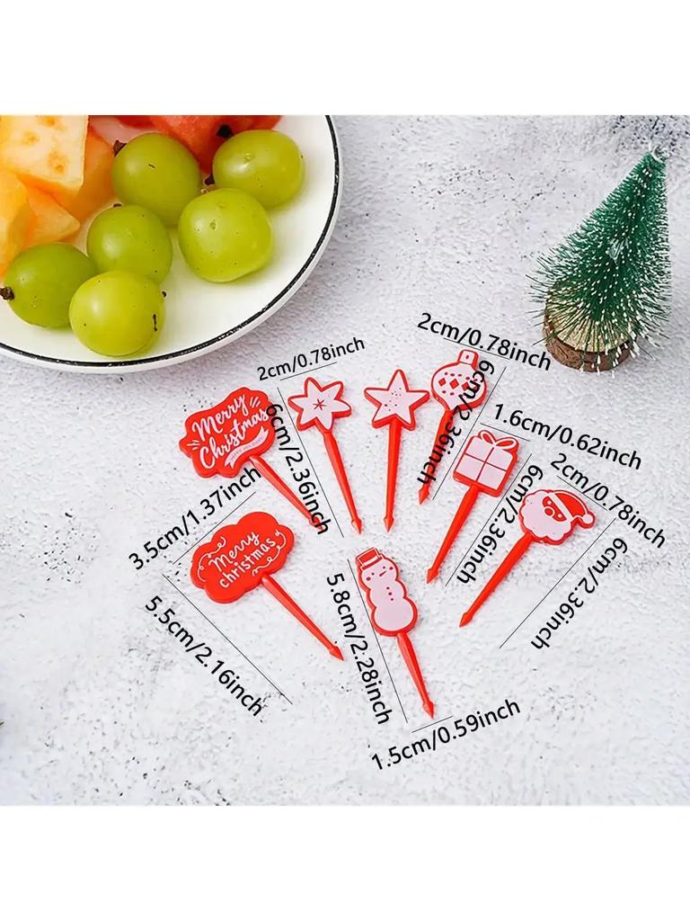 8 Stück Fröhliche Weihnachten Tier Obstgabel Lebensmittelqualität Mini Cartoon Kuchen Obst Zahnstocher Bento Lunch Bento Party Dekoration