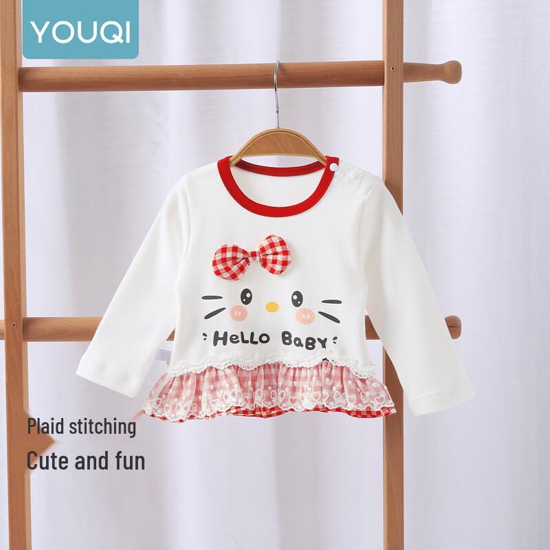 Youqi Baby Girl Long-Sleeve Round Neck T-Shirt