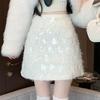 French Chic Sequined High-Waisted Slimming A-Line Skirt for Women - Autumn/Winter Hip-Hugging Short Skirt, Petite & Plus Sizes