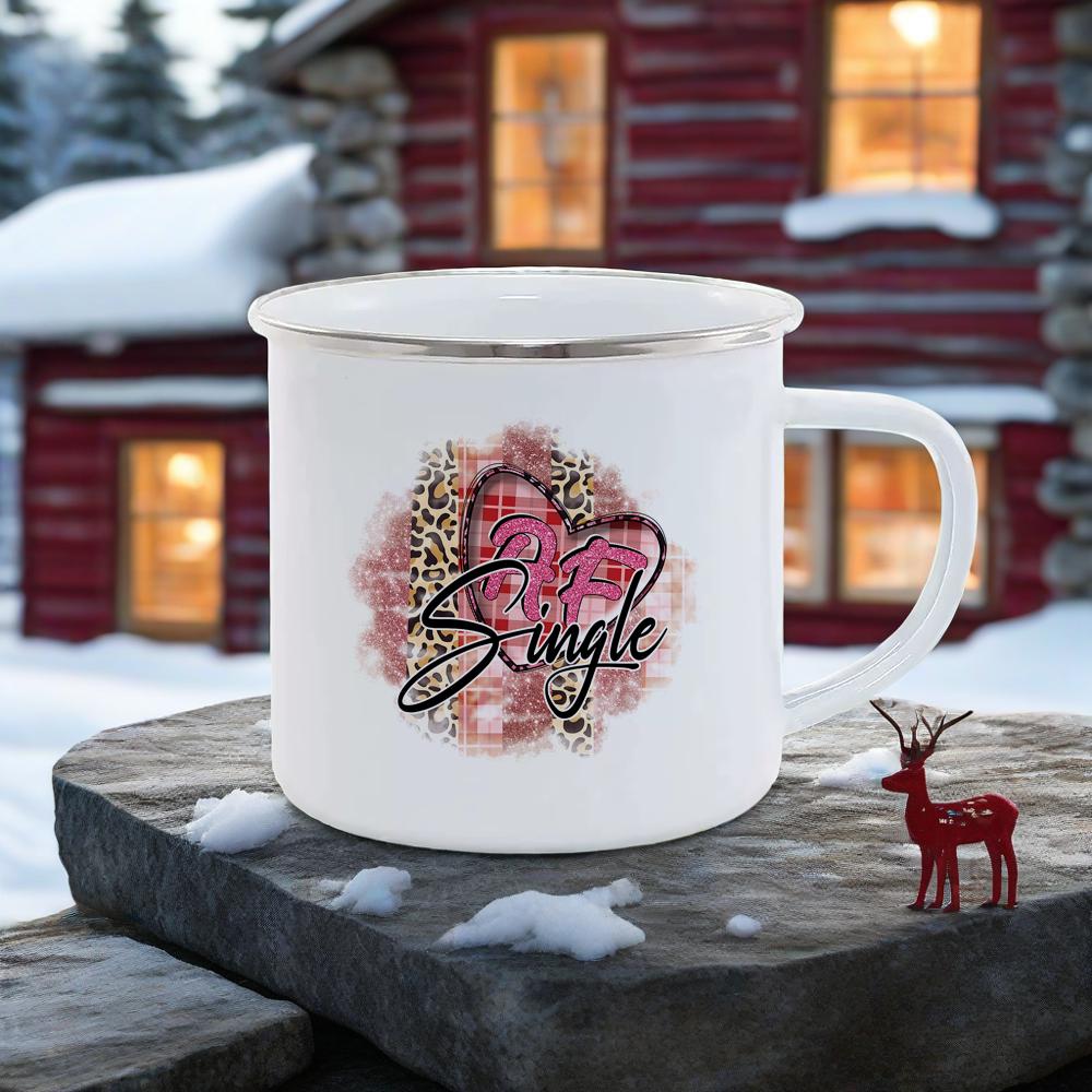 Valentine Gift Coffee Mugs For Couples Holiday Present Drinkware Breakfast Cup Pink Enamel Mug Love Milk Cups Romantic Funny Tea