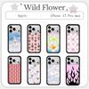 Kawaii gemustertes Wildblumen-Handyhülle für iPhone 17 16 15 14 13 12 Pro Max Plus Air Süße Katze Floral kariert Schleife Flamme Schutz