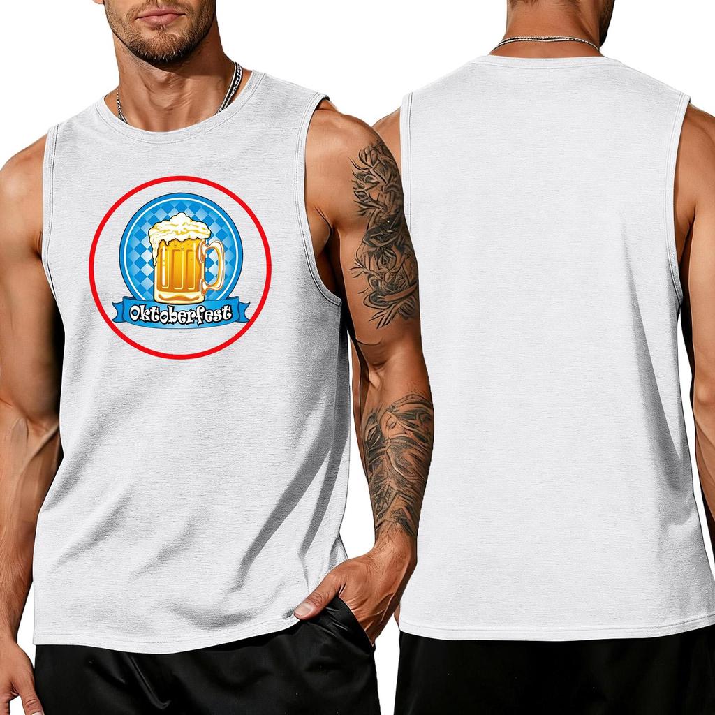 Men's Sleeveless Tank Top Casual Loose Fit Summer Vest Oktoberfest Beer Mug Graphic Print Lightweight Breathable