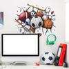 3D Breaking Wall with Sports Balls Wall Sticker Dynamic Self-Adhesive Decor for Bedroom Living Room Man Cave Game Room Wall Art