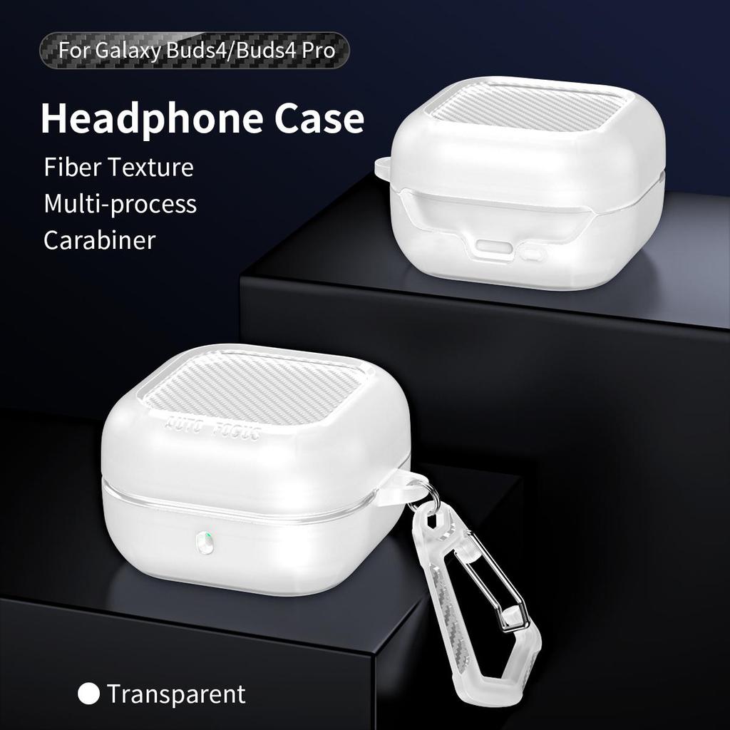 Custodia Protettiva in Fibra di Carbonio per Auricolari Samsung Galaxy Buds 4 Galaxy Buds 4 Pro Custodia Protettiva con Gancio