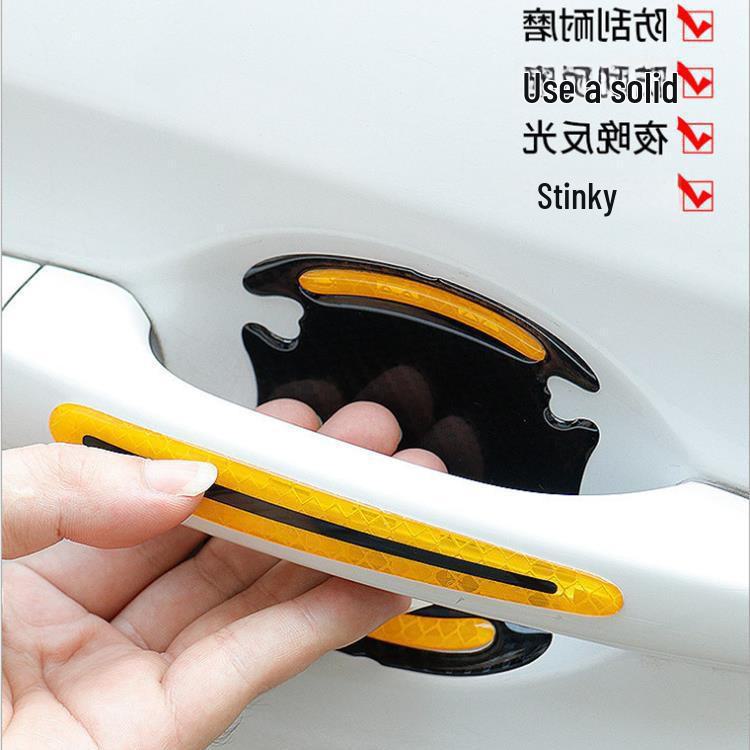 Reflective Car Safety Warning Stickers for Doors, Handles, Mirrors, Anti-Collision Film
