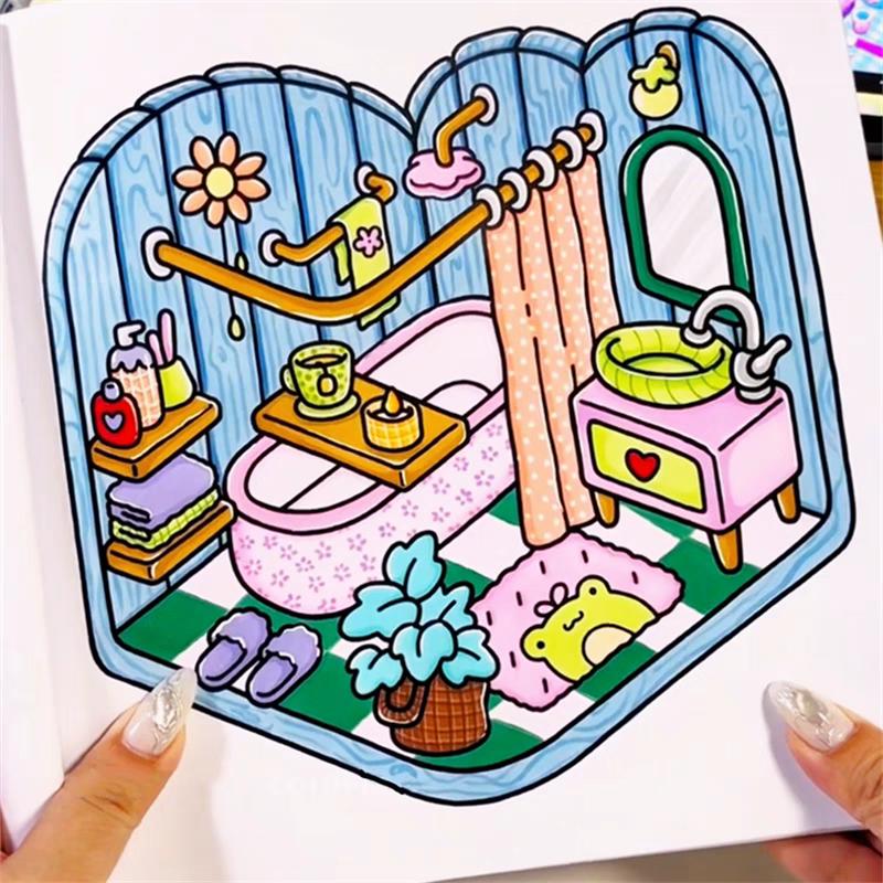Relaxing Coloring Books Arts Beginners Handicraft DIY Drawing Cozy Friends Book Bold Easy-to-follow Patterns