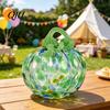 Fall Season Decoration Mini Hand Blown Glass Pumpkin Ornament, Collectible Thanksgiving Halloween Transparent Figurine Faux Crystal Hanging for Fall,