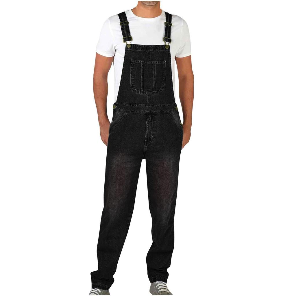 Vintage Design Sensibility Denim Pants Men's Straight-Leg Loose-Fit Work Jumpsuit Casual Scene