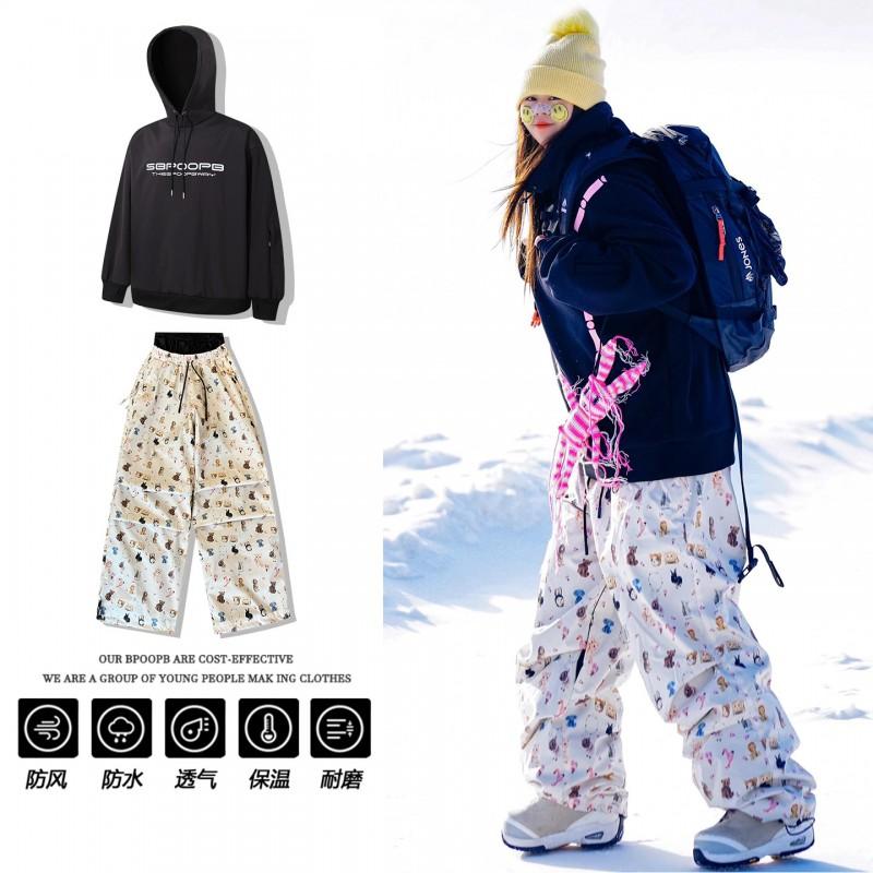Unisex Ski Suit Set Waterproof Warm Snowboarding Jacket Pants Outdoor Winter Gear Men Women