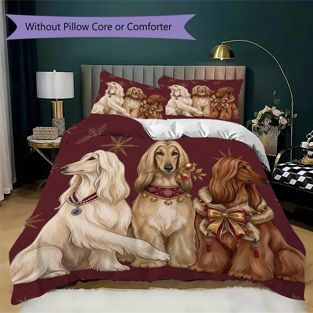 Royal Canine Fashion Pattern Bedding uilt Set uilt Cover Pillowcase Home Decoration Birthday Gift (1 * duvet cover + 2 * pillowcase without core)_XIA