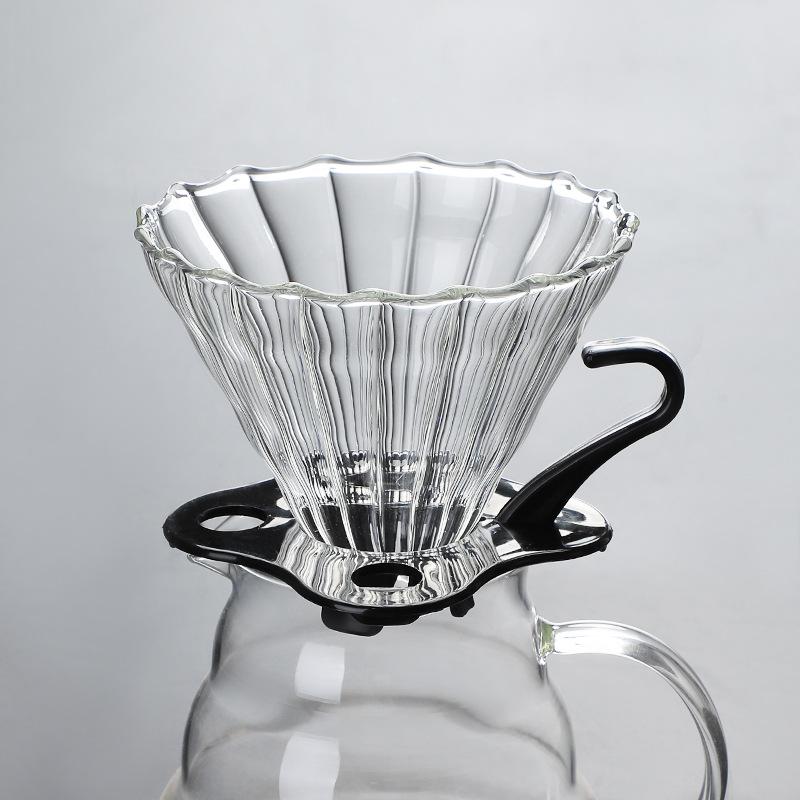 Heat Resistant Thickened Glass Cloud Coffee Pot V60 Coffee Filter Cup Drip Pot with Lid