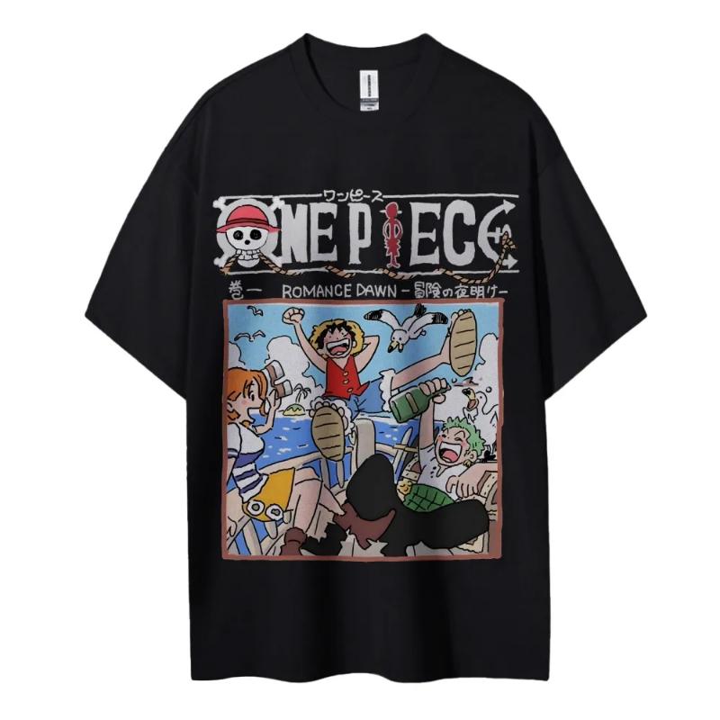 ONE PIECE Peripheral Products Men's 2025 Summer Casual Oversized Tee Breathable Cotton Daily Lounging and Comic Themed Parties