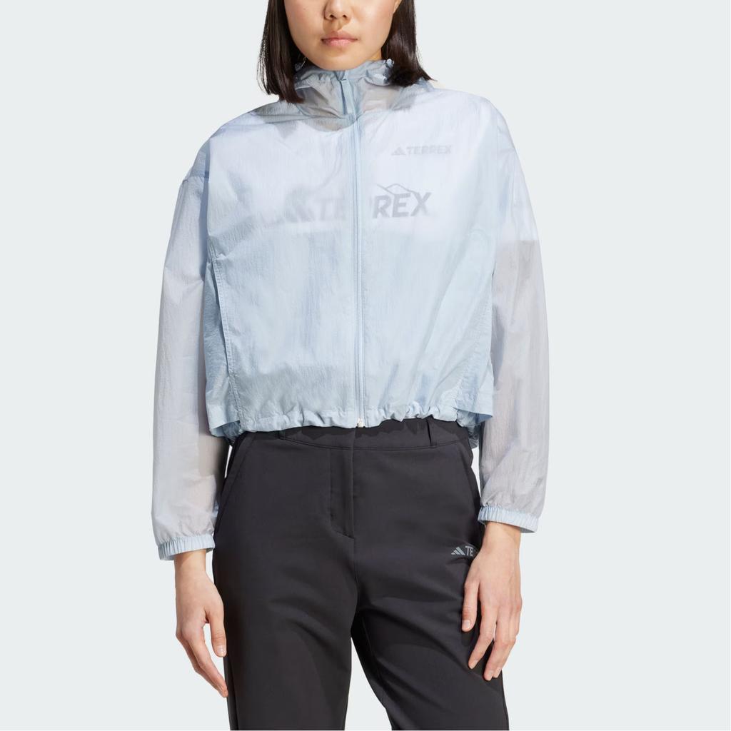 Adidas Terrex Wind.Rdy Multi Transition Outdoor Water-Resistant Windbreaker Hooded Long Sleeve Jacket Women Jacket Blue JD5939