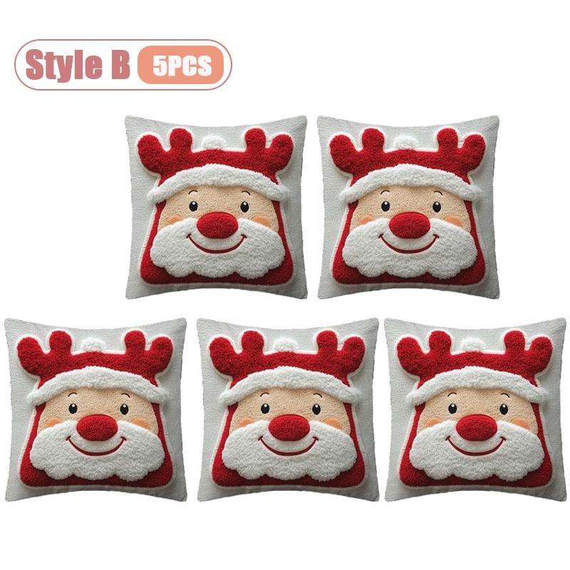 1-10PCS Christmas Pillow Cover Snowman and Reindeer Digital Print Sofa Cushion for Home Office and Living Room Holiday Decor