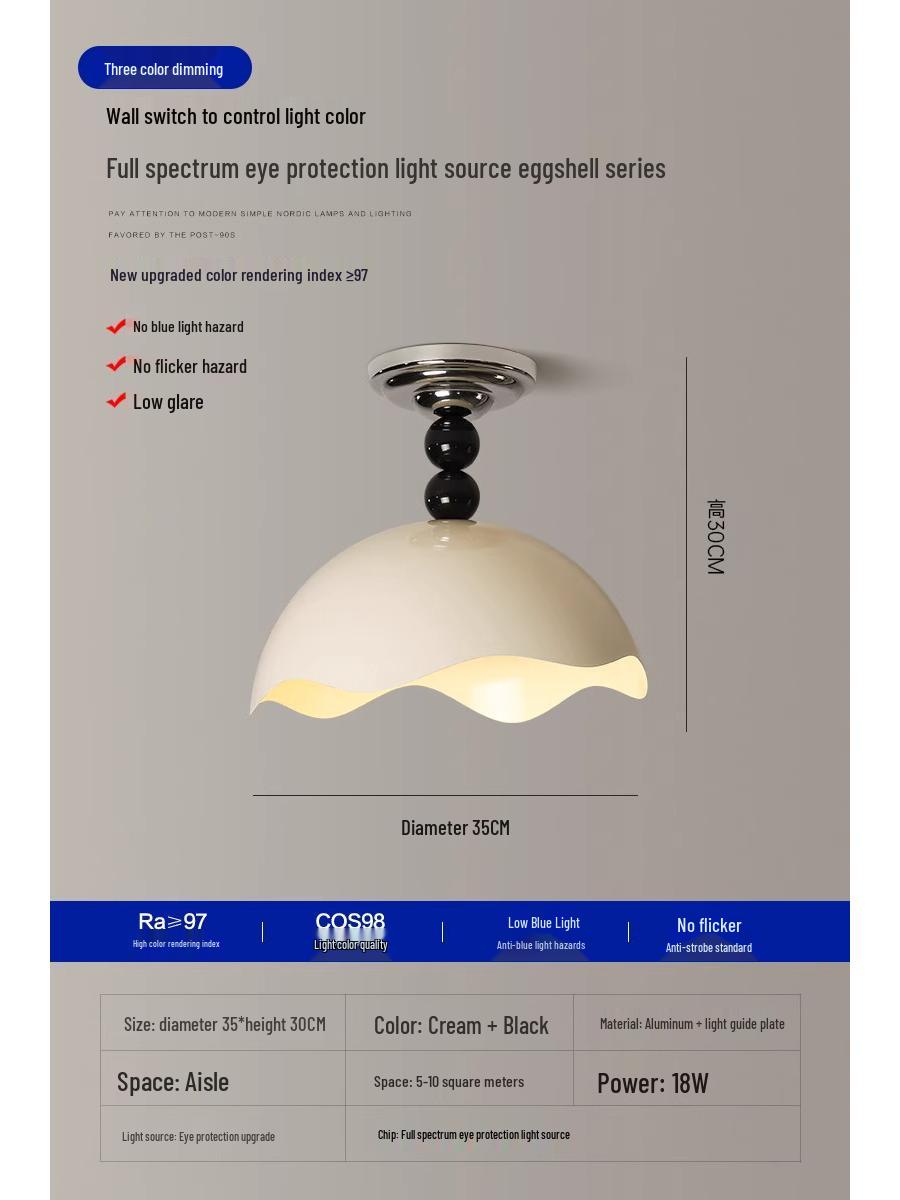 

Люстра в цвете яичной скорлупы, французская средневековая и ретро настольная лампа для бара: Освещение столовой в японском стиле ваби-саби 35cm