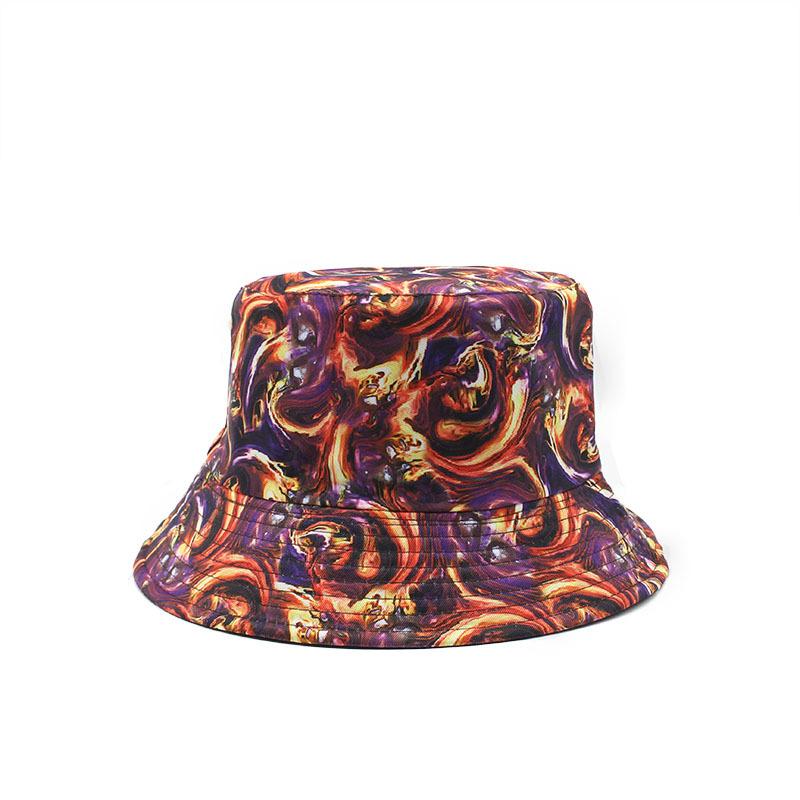 Bucket Hat Personalized Double-Sided Flower Pattern Printed Pot Hat Outdoor Men'S Travel Sunscreen Sun Hat