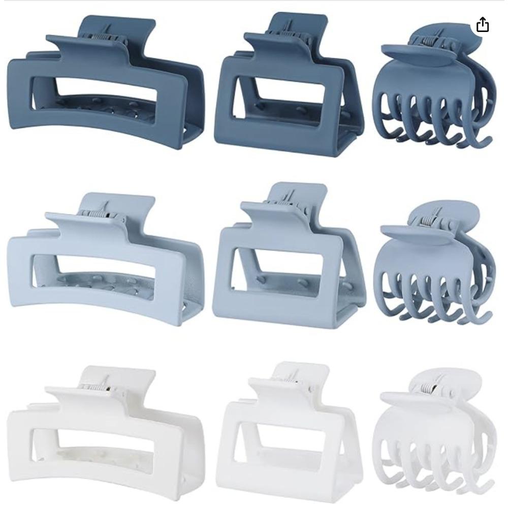 Matte Hair Clips for Women and Girls - Rectangle and Double Row Small Claw Clips for Thin/Medium Fine Hair - Nonslip Jaw Clips