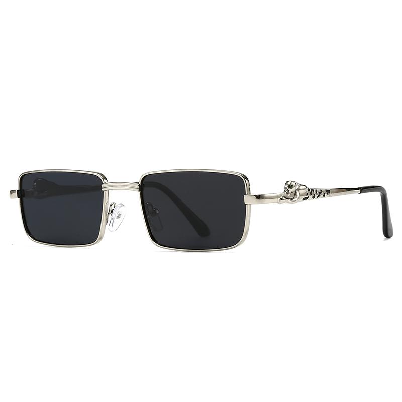 Popular Cross-Border Sunglasses for Men European and American Street Style Instagram Influencer Model Rectangular Metal Sunglasses for Women 1421