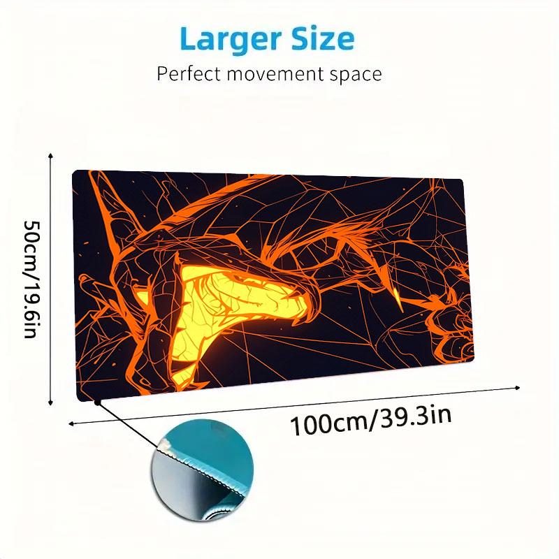 Charmander Mouse Pad, Large Gaming Desk Mat, Non-slip XXL Mousepad for Laptop & Tablet, Mini PC Playmat with Stitched Edges