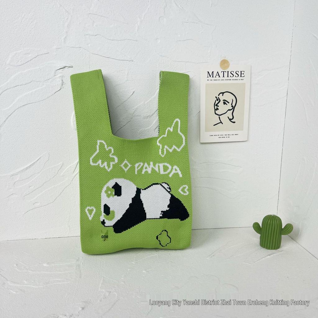 Panda Knit Women's Cross-Border Wrist Tote Handbag