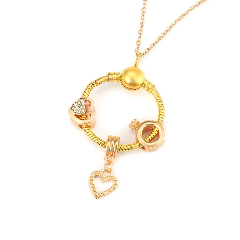 Simple Round Geometric Cubic Zircon Necklace Silver Color Clavicle Chain Union Rainbow Crown Charm Necklace For Women Jewelry