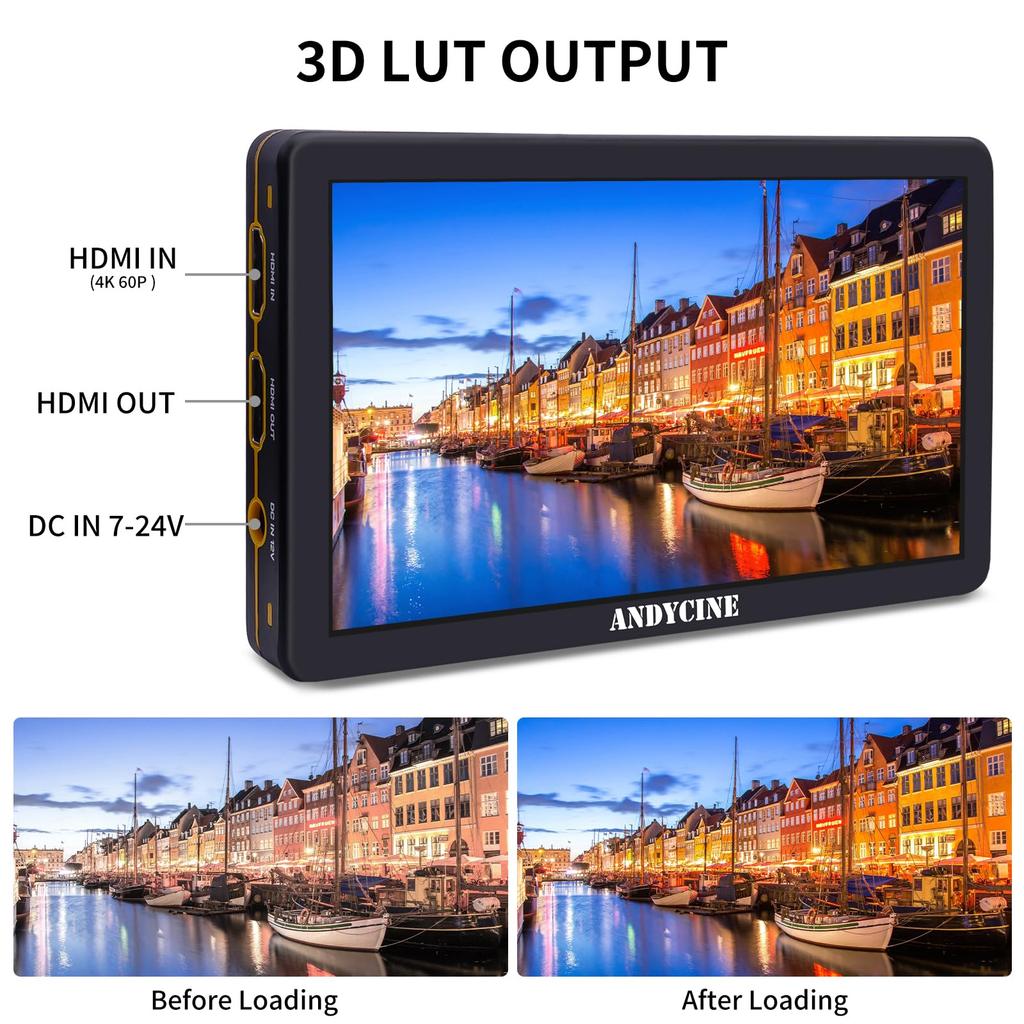 ANDYCINE T6 DSLR Video 1920x1080 Durable Aluminum 4K HDMI Full 3D LUTs Case 6-inch Monitor, Resolution, Shell, On-Camera Monitor, Waveform, (Carry
