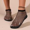 Women's Rhinestone Pattern Sandals, Slip On Soft Sole Flat Hollow Out Shoes, Summer Transparent Beach Shoes