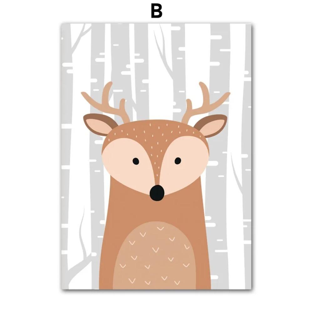 Jungle Animals Bear Squirrel Raccoon Fox Rabbit Wall Art Canvas Painting Nordic Posters And Prints Wall Pictures Kids Room Decor