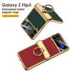 Pro Samsung Galaxy Z Flip 3 4 5 6 Pouzdro Ultratenká Ochrana Obrazovky Coque Fundas Luxusní Kůže s Kroužkem Pokovení Magnetický Kryt