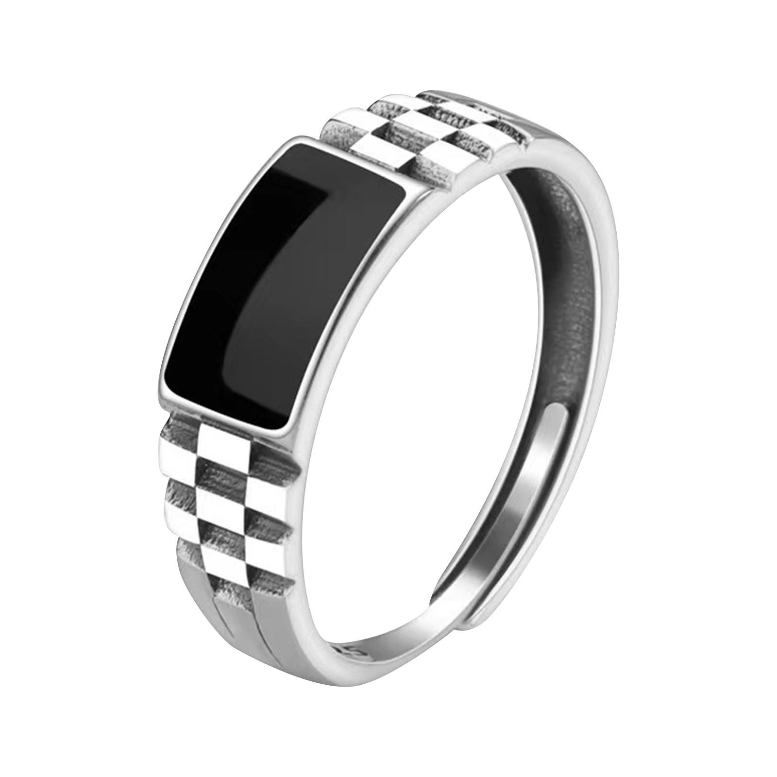 

Черный агат бриллиант ретро властная пара большой бриллиант средний палец указательный палец подвижный рот