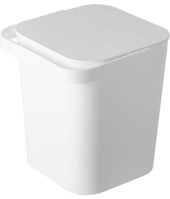 Yamazaki Tower Bucket with Lid, 12L, White, Approx. W27.5 X D26.5 X H28cm, Square, with Handle, Storage Box, 4208