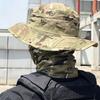 2pc Camouflage Breathable Full Coverage Bucket Hat&Balaclava Headwear Set,Suitable For Outdoor Fishing,Cycling,Hiking,Camping