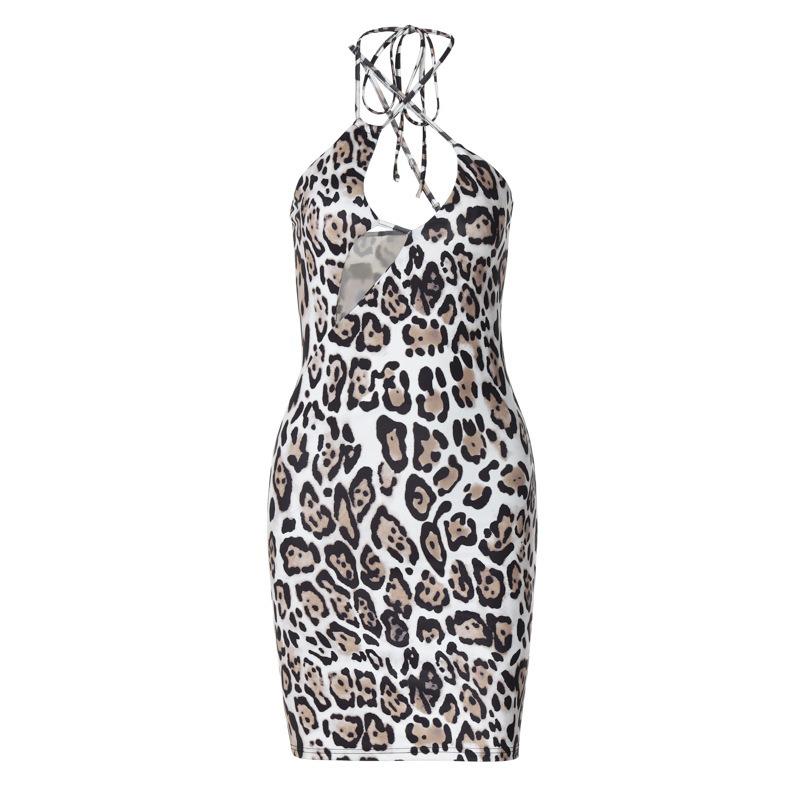 Sleeveless Strap Sexy Leopard Sheath New In Dresses for Women Casual Loose Mini Summer Dress