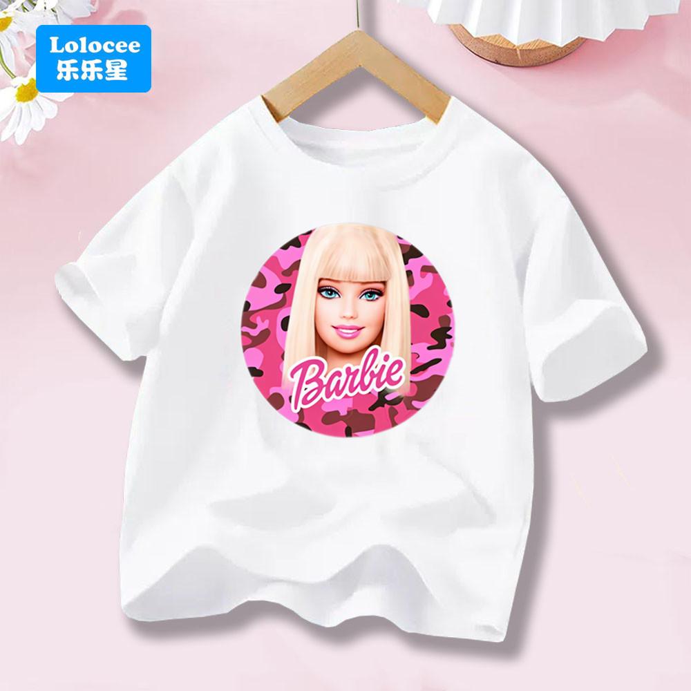 Cartoon T-shirt Girl's Letter Top Round Neck Short Sleeve Printed Summer Clothing Anime Children's T-shirt
