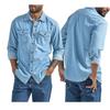 Camicia Casual da Uomo in Denim, Camicia in Chambray a Maniche Lunghe con Bottoni, Vestibilità Rilassata, Camicia da Lavoro con Tasca