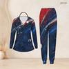 Women Plus Size V Neck Long Sleeve Scrub Set Vintage American Flag Star Stripe Print Nurse Uniform Set