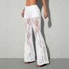 Pantaloni Lunghi da Donna in Pizzo Trasparente a Zampa Slim Fit