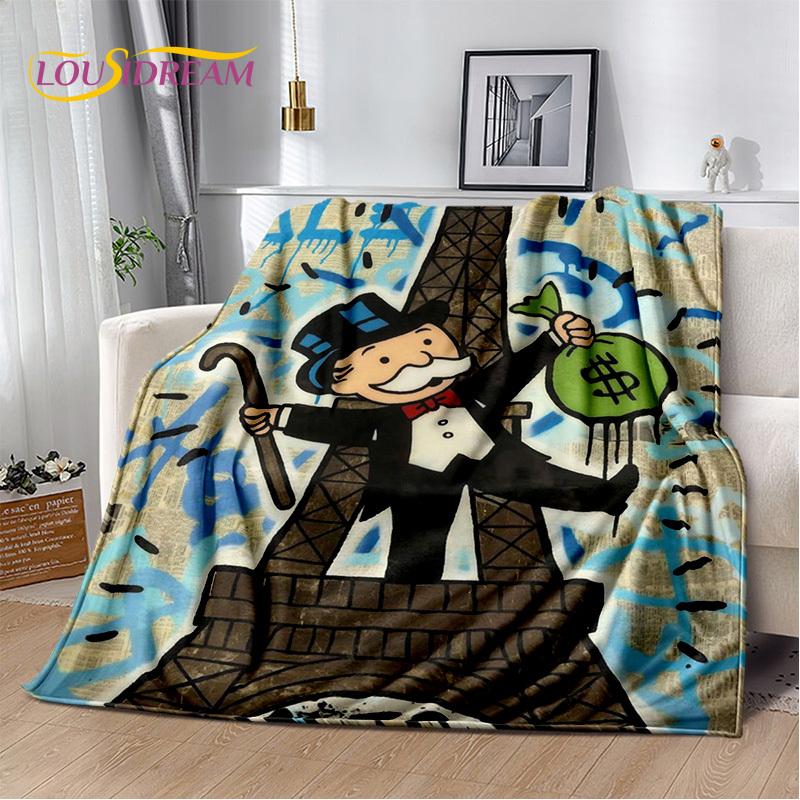 Games Dollar Monopoly Cartoon Money Soft Blankets,Keep Warm Throw Blanket Comfortable Blanket for Picnic Beds Sofa Home Bedroom
