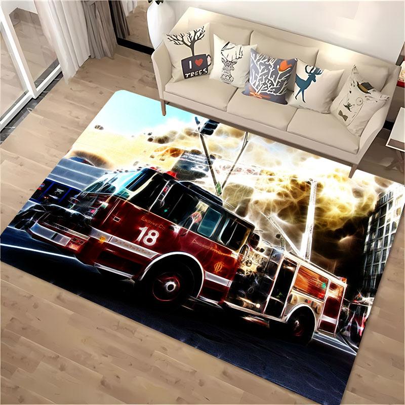 Fire Engine Whistle 3D Printed Carpet, Living Room Bedroom Mat Children's Room Soft and Comfortable Anti-slip Rug Christmas Gift