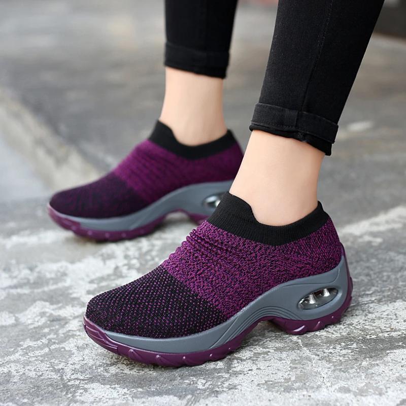 Women Platform Shoes Flexibility Casual Sneakers Fashion Knited Sock Breathe Comfort Walking Shoe Loafers Non-slip Plus 35-44