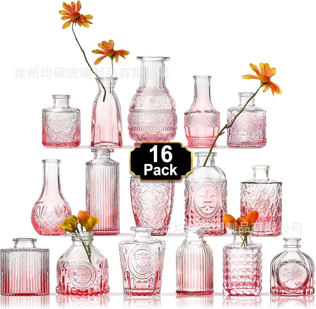 Clear Bud Vases Bulk Small Flower Vases for Wedding Decor Glass Vintage Bottle Set for Centerpieces Home Decor Bottles