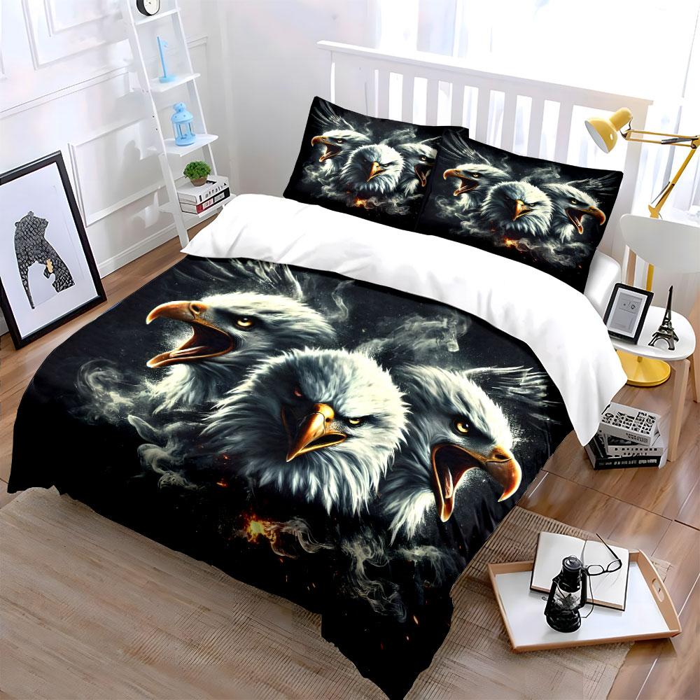 Fierce Eagle Trio For Power Exquisite Three-Piece Bedding Set Gift For Kids And Adults