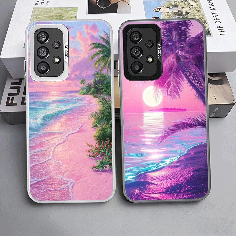 Pink Sunset Beach Dreamy Scenery Soft Phone Case for Samsung A17 A16 A15 A14 A13 A57 A56 A55 A54 A53 A37 A36 A35 A34 A33 A26 A25
