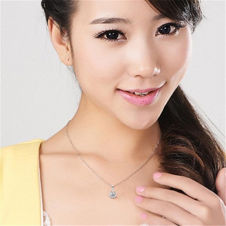 Korean Style Retro Silver Plated Crystal Shamballa Necklace with Colored Diamond Ball